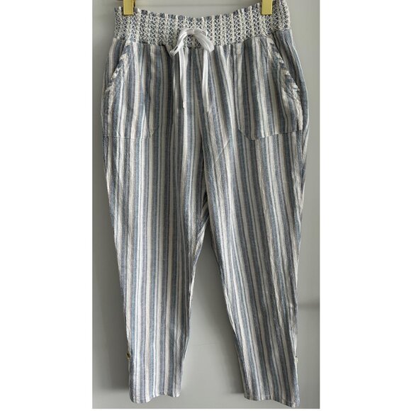 Rewash Strip Linen Casual Pants Sz L - Picture 1 of 8